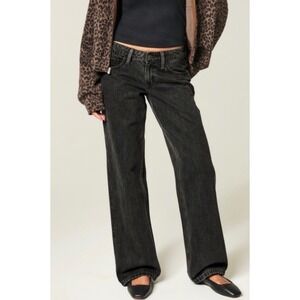 Hollister Low Rise Baggy Black Denim Jeans 25 0 Long
